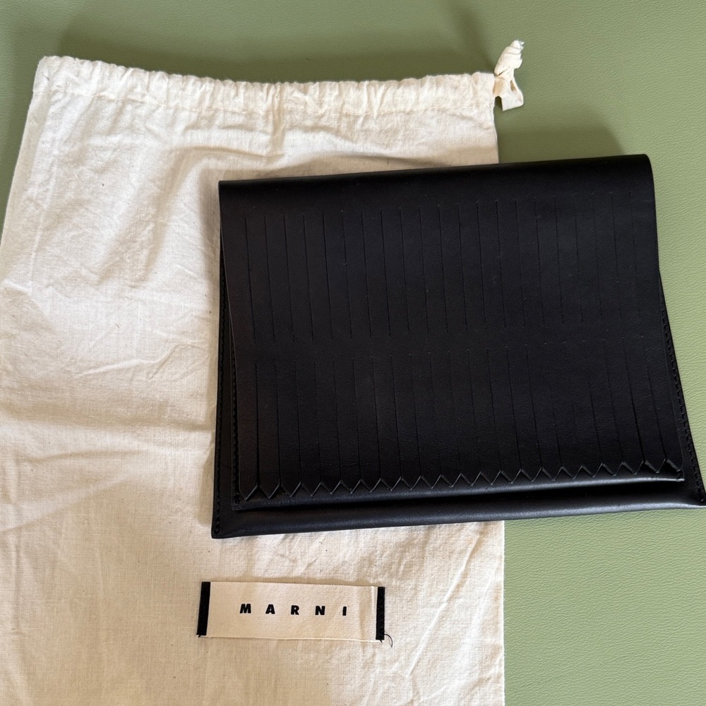 Marni Black Leather Clutch